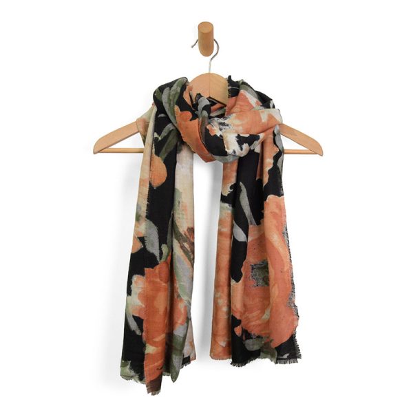 Black Garden Rose Scarf