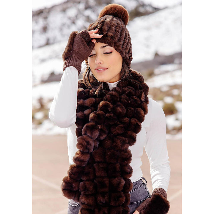 Faux Fur Knitted Fingerless Gloves