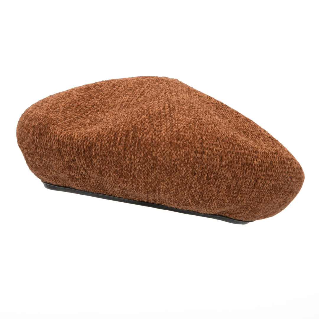 Chenille Faux Leather Beret