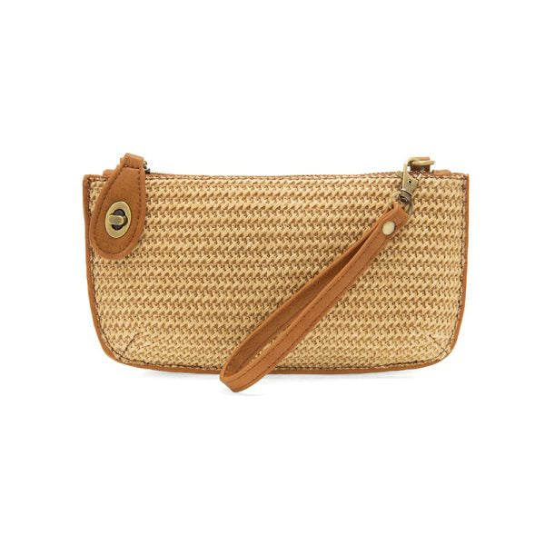 Solid Straw Mini Wristlet Crossbody